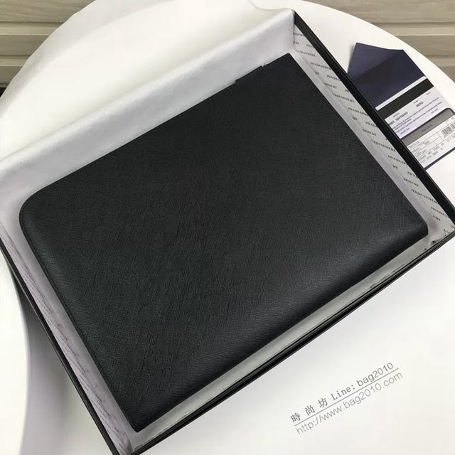prada手包 普拉達2020最新款皮革手拿包 2VN003 Prada黑色男士手拿包  pyd2415